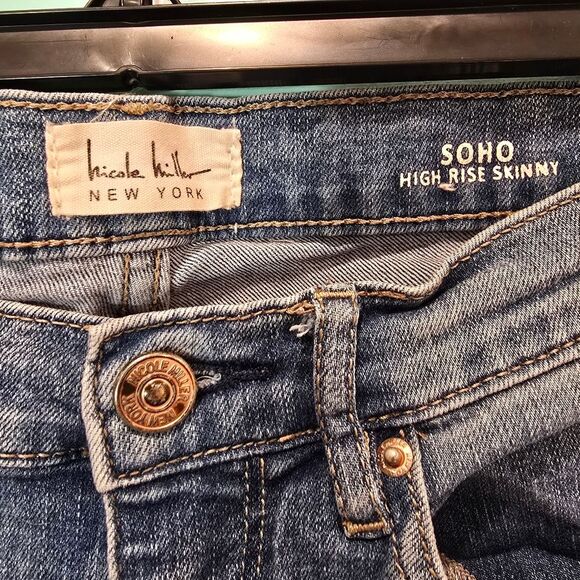 Nicole Miller Blue Skinny Jeans with Distressed Look - Picture 4 of 6